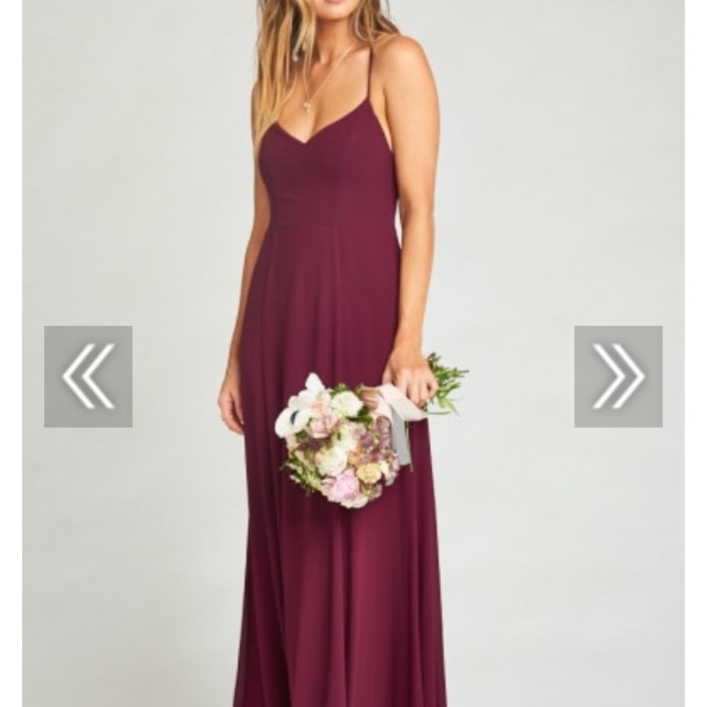 Mumu Godshaw bridesmaid dress in Merlot
